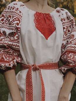 Платье в народном стиле из полульна "Вышивка"