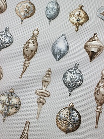 Мерный лоскут (ткань в отрезах) Рогожка "Новогоднее украшение", ш.1.50м, хлопок-100%, 165гр/м.кв