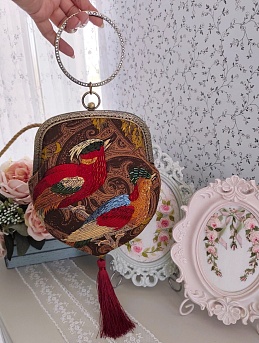 Сумочка на фермуаре из интерьерного хлопка "Эдем"