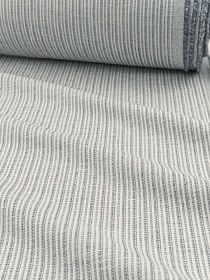 Полулен костюмный с умягчением "Полоска" цв.белый/джинс, ш.1.4м, лен-43%, хлопок-57%, 265гр/м.кв