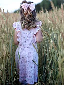 Детское платье с рюшами из фактурного хлопка "Шарики - нежные бутончики"