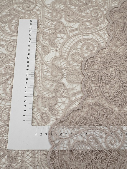 Кружевное полотно "Милада" (фестон с 2х ст.)  цв.бежевый жемчуг, ш.1.3м, хлопок-80%, нейлон-20%, 100гр/м.кв