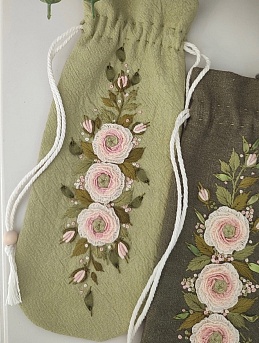 Очечники с вышивкой из крапивы Рами (Ramie) с хлопком и крапивы Рами (Ramie)-диагональ