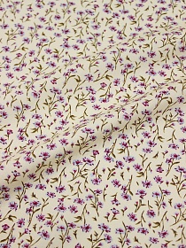 Штапель "Садовая гвоздичка на телесно-желтом", ш.1.45м, вискоза-100%, 90гр/м.кв