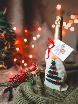 Подарочные мешочки из хлопка крэш с ковровой вышивкой