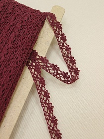 Кружево цв.т.бордово-вишневый, ш.15мм, хлопок-90%, п/э-10%, рис.016/17