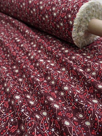 Теплый хлопок "Степные зонтики" цв.бордово-вишневый, ш.1.45м, хлопок-100%, 150гр/м.кв