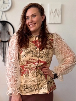 Жакет из интерьерного хлопка и кружевного полотна