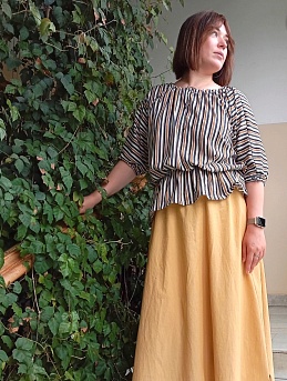 Юбка из вареного хлопка и блузка из кулирки