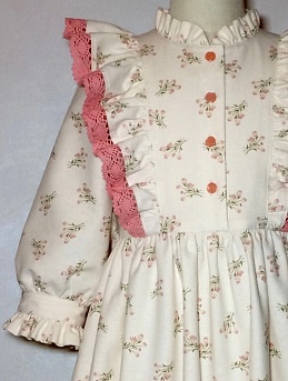 Детское платье из теплого хлопка "Ранние букетики - лососевые цветочки"