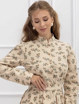 Платье из теплого хлопка "Осенние веточки" 