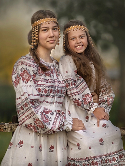 Детские платья в народном стиле из рогожки "Вышиванка"