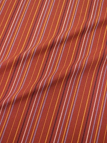 Пестрядь этнограф. под домоткань"Оранжевая/голубая/чернильная полоска на красно-кирпичном", ш.1.55м