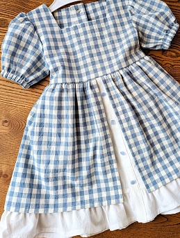 Детское платье из вареного хлопка в клеточку