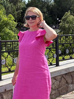 Льняное платье "Яркая фуксия"