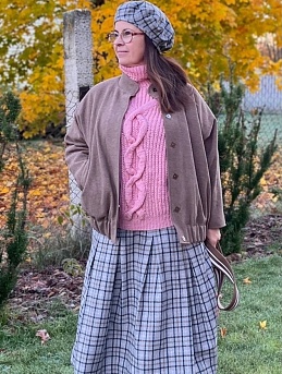 Берет и юбка из пальтово-костюмной шерсти Твид*