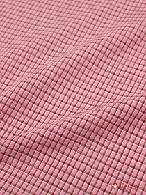 Пестрядь "Средняя двухцветная клетка на розовом", ш.1.45м, хлопок-95%, п/э-5%, 130гр/м.кв