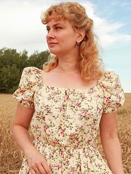 Платье из хлопка "Большие пионы"