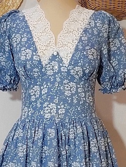 Платье с рукавами фонариками из импорт.хлопка Жатка "Цветочный бриз"*