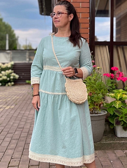 Платье из вареного (стираного) хлопка и кружева*