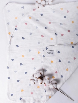 Детское полотенце из муслина "Пастельные сердечки"