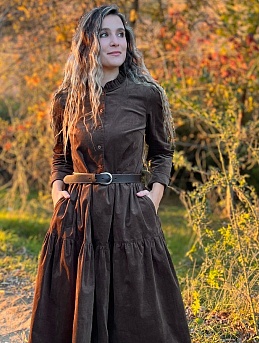 Платье из микровельвета с карманами