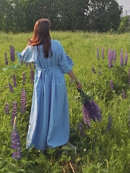 Длинное платье из льна костюмного 100%