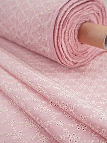 Шитье"Изящные ромбики " цв.жемчужная роза, ш.1.5м (вышит.часть1.4м), батист, хлопок-100%, 80гр/м.кв