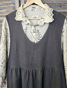 Сарафан из конопли с хлопком в графитово-сером цвете