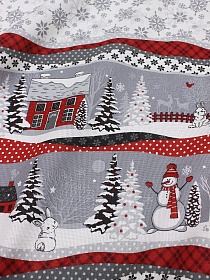 Рогожка "Нарядная сказка" цв.белый/серый, ш.1.52м, хлопок-100%, 165гр/м.кв