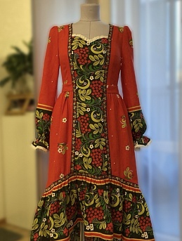 Платье из Рогожки "Красная рябина"