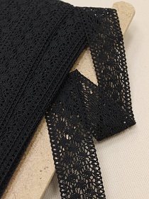 Кружево цв.черный, ш.38мм, хлопок-90%, п/э-10%, рис.164/26