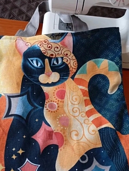 Сумка из рогожки "Авангардные коты"