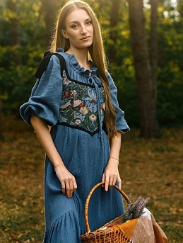 Платье длины макси из двухслойного муслина с эффектом жатости*