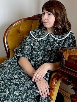 Платье из Теплого хлопка "Осенние травы" цв.темно-можжевеловый