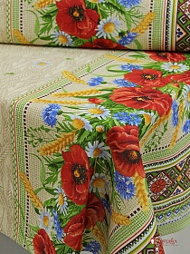 Рогожка "Маки с орнаментом", ш.1.5м, хлопок-100%, 165гр/м.кв