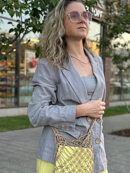 Универсальный и стильный жакет из крапивы Рами (Ramie)-диагональ