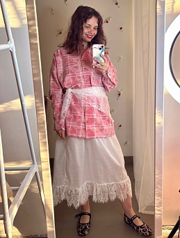 Рубашка из фуле "Клетка" с эффектом варености