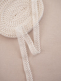 Кружево цв.ванильный, ш.10мм, хлопок-90%, п/э-10%, 10м, рис.129/2