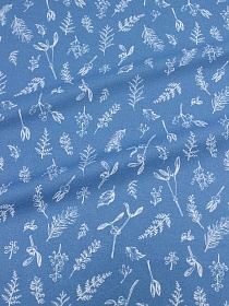 Перкаль "Дымка-веточки" цв. голубой, (комп), ГОСТ, ш.2,2м, хлопок-100%, 110гр/м.кв