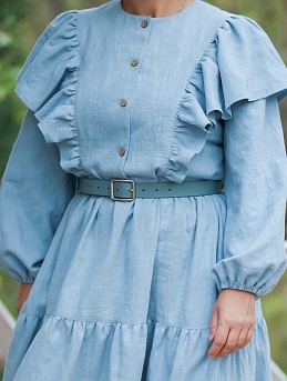 Платье из крапивы цв.Серо-голубая дымка