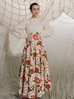 Юбка и жакет из интерьерного хлопка "Марьин сад"