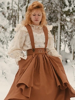 Сарафан из плательного хлопка в коричнево-горчичном цвете