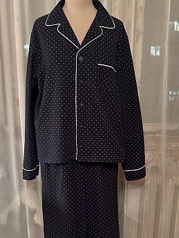 Пижама из теплого хлопка в горошек