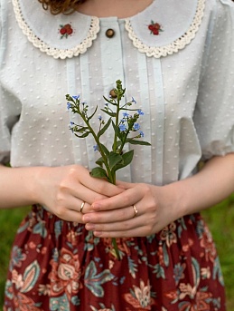 Блузка из фактурного хлопка и юбка из перкали