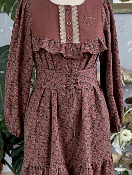 Платье из хлопка "Мелкие цветочки с веточками"