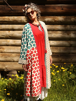 Удлиненный кардиган из полульна