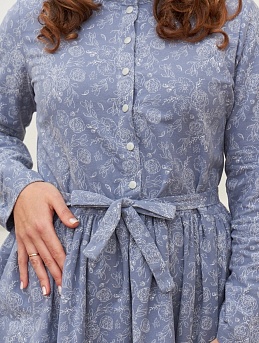 Изящное платье из теплого хлопка "Букеты пионов"