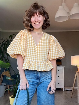 Блузка из вареного хлопка в клеточку