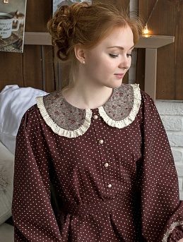 Платье из Плательного хлопка "Мелкий горох на темно-вишневом меланже"